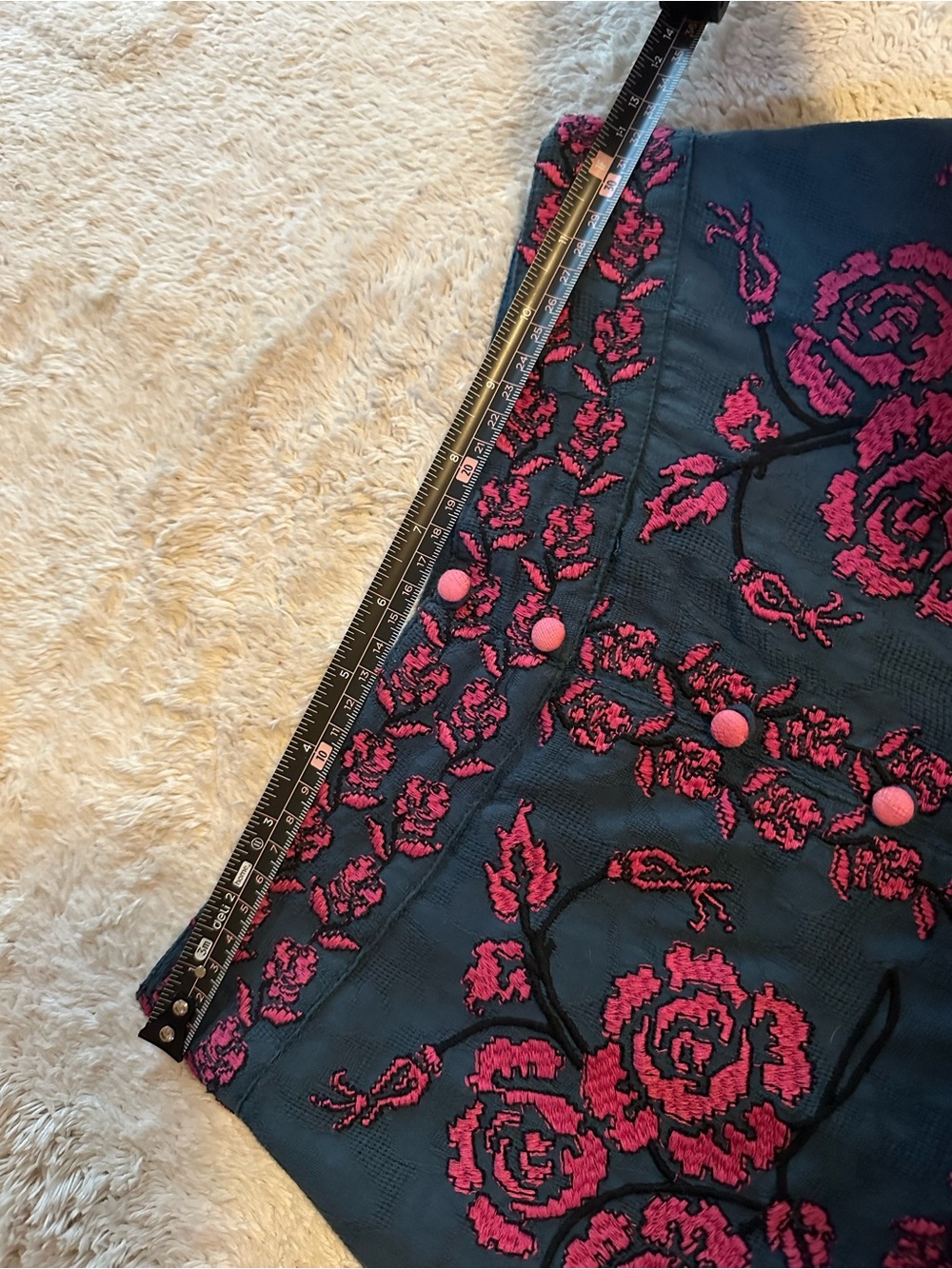 Anthropologie Embroidered Midi Skirt - Blue & Pink - Size 0 - Picture 10 of 13